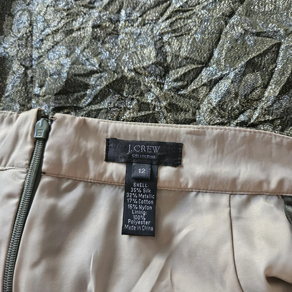 J.Crew Jacquard Metallic Floral Crinke Skirt - Picture 6 of 8